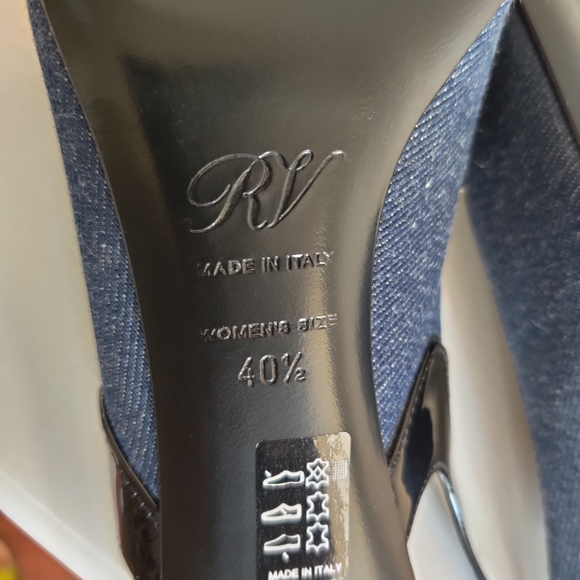 Roger Vivier Blue Denim/Black Leather Slingback New - Picture 6 of 11